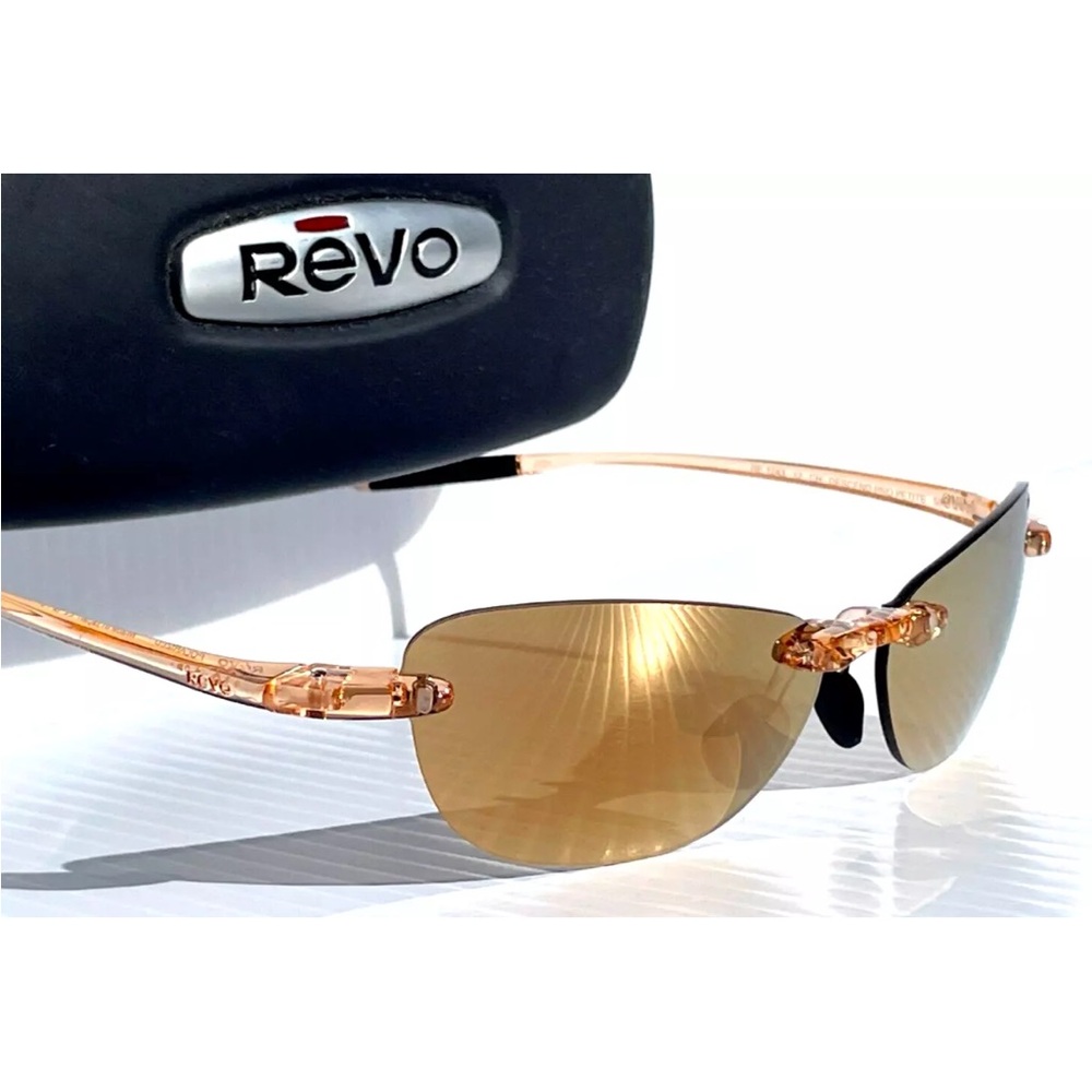 REVO DESCEND PRO PETITE Crystal Sand POLARIZED Champagne Sunglass 1243 12 CH